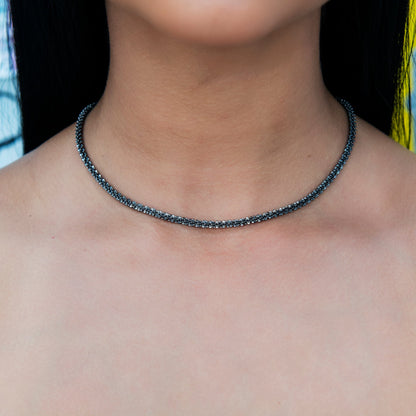 4MM Diamond Cut Popcorn Necklace in Black