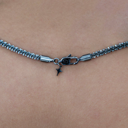 4MM Diamond Cut Popcorn Necklace in Black