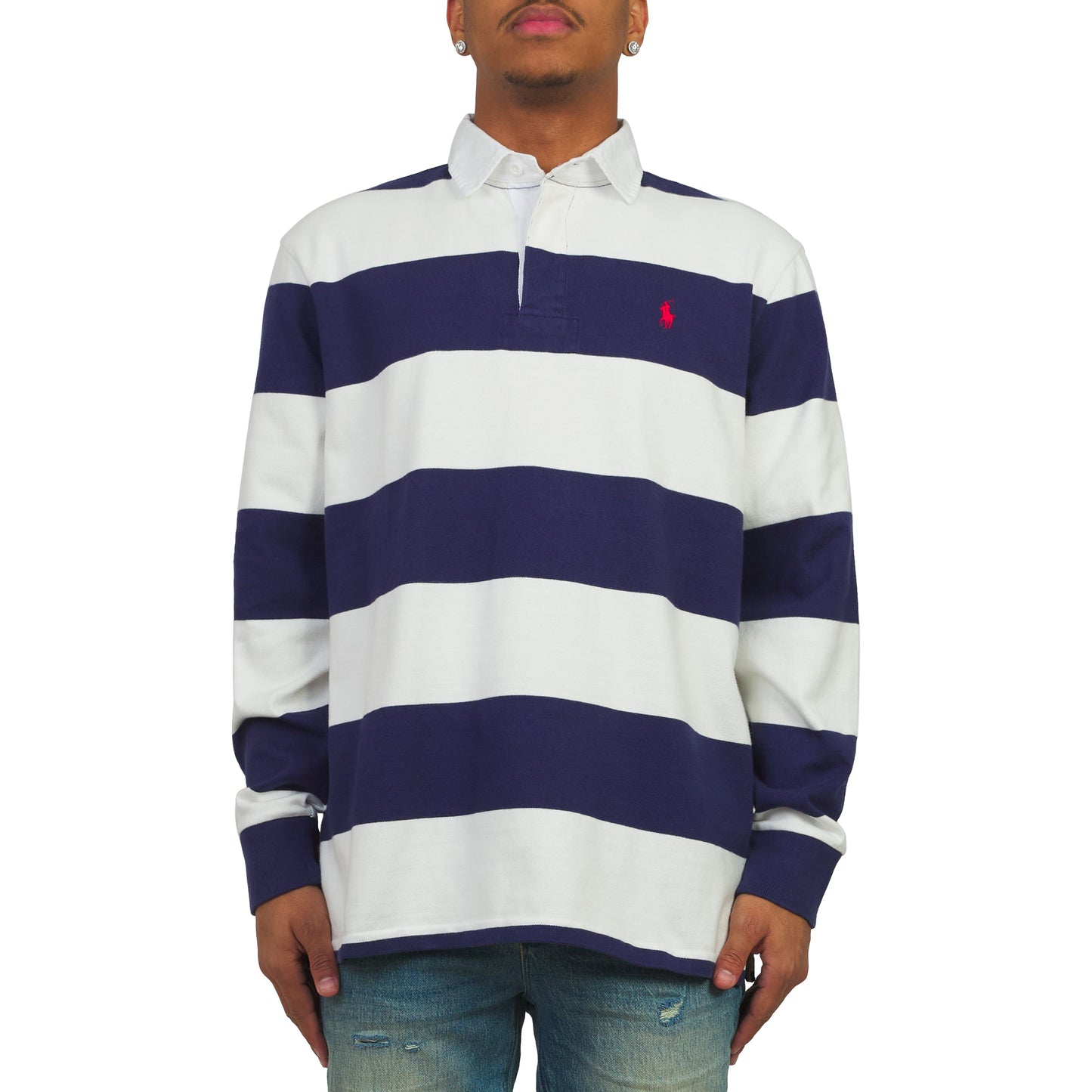 Iconic Rugby Shirt | Dark Cobalt/White