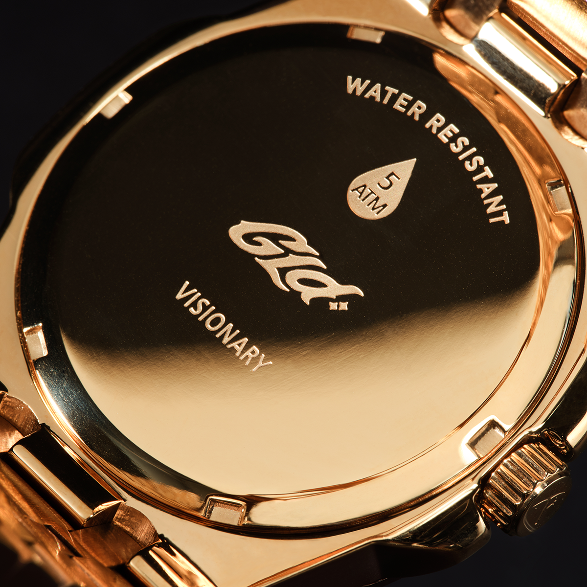 39MM Visionary Plain Case & Black Dial Watch - Yellow Gold