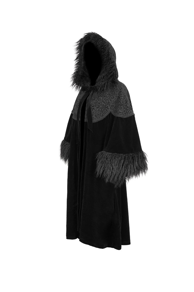 Black Jacquard Fabric Petal Stitching Three-Dimensional Webbing Cape Like Wide Wool Sleeves Women's Gothic Jacket
