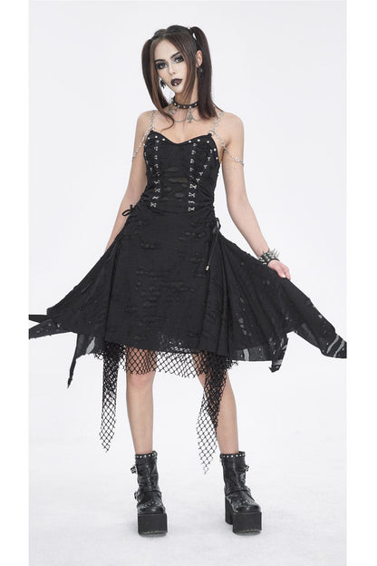 Black Lace Ripped Women's Gothic Jsk Dress