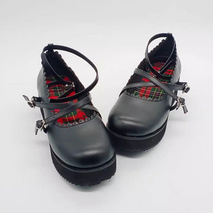 Black Doll Round Toe Soft Sister Cute Student Platform Shoes
