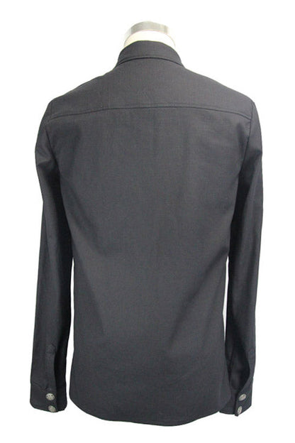 Black Cotton Long Sleeves Mens Punk Blouse