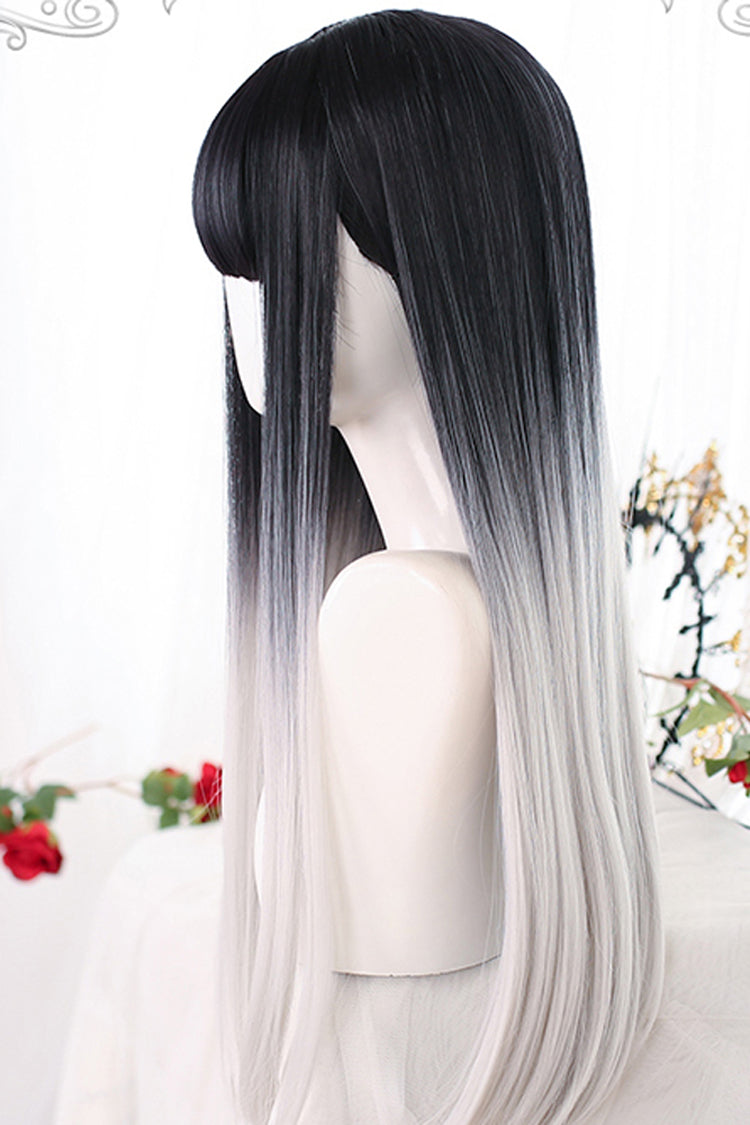 Black Natural Gradient Long Straight Classic Lolita Wig