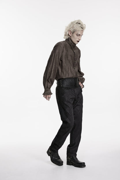 Black Embroidered Pleated Men's Gothic Accessory