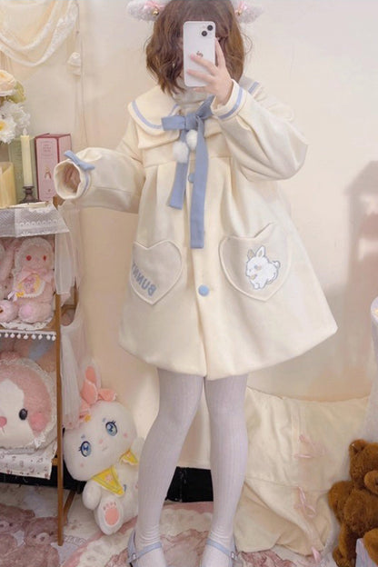 Beige Doll Collar Long Sleeves Bowknot Sweet Lolita Coat