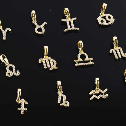 Astrology Pave Pendants in Yellow Gold
