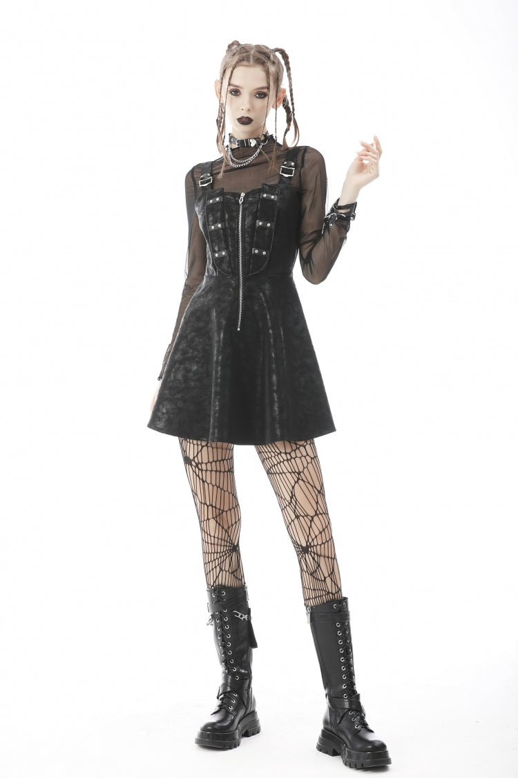 Black Long Sleeves Irregular Sheer Mesh Women's Daily Gothic Top