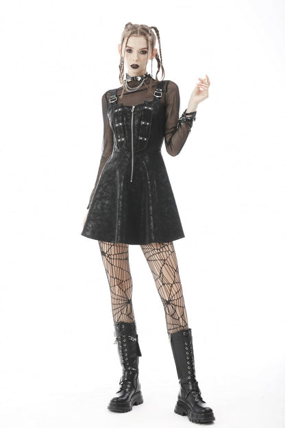 Black Long Sleeves Irregular Sheer Mesh Women's Daily Gothic Top