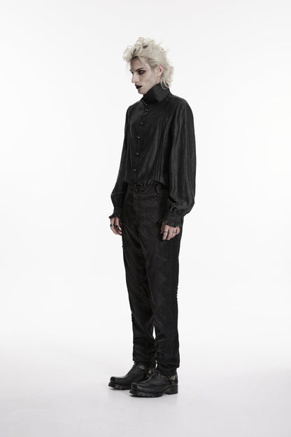 Black Jacquard Slim Men's Gothic Gorgeous Handsome Pants