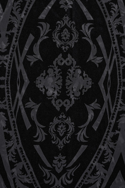 Black Embroidery Lace-Up Sheer Mesh Women's Gothic Skirt