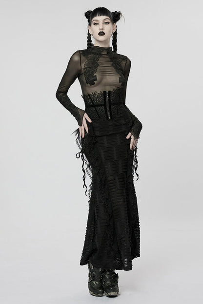 Black Hollow Mesh Women's Gothic Girdle