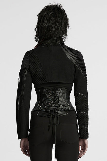 Black Batlike Stitching Zipper Women's Punk Underbust Corset