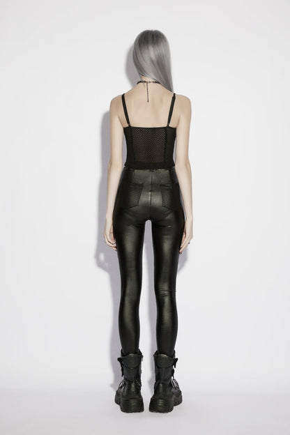 Black Off Shoulder Spliced Slim Mesh Eyelet Women's Punk Cool Corset