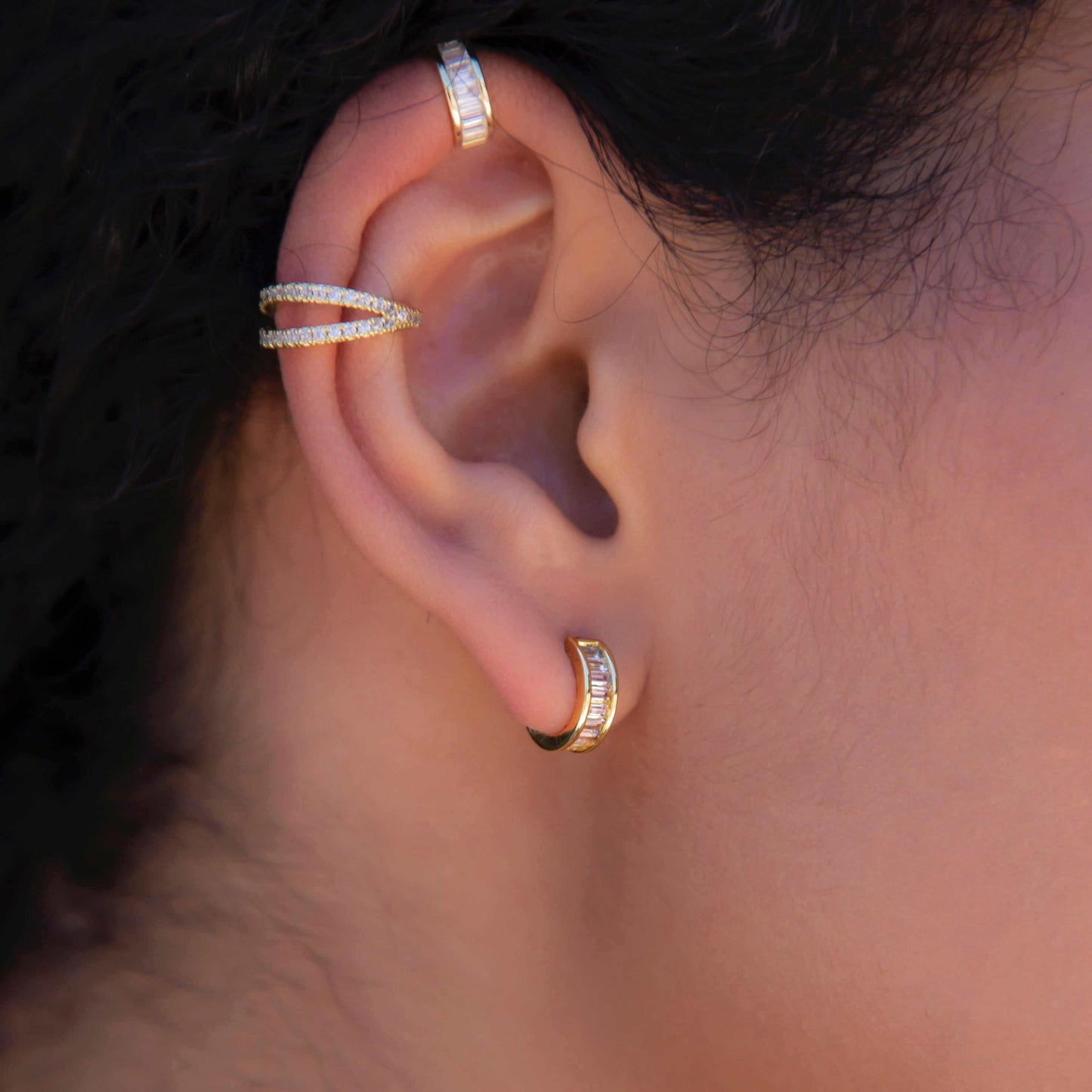 Baguette Ear Cuff in Gold
