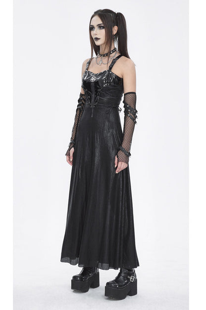 Black Buckle Strap Eyelets Womens Gothic Jsk Dress