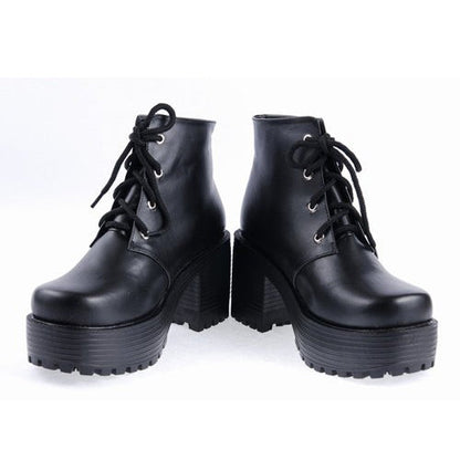 Black Patent Leather High Heels Platform Classic Lolita Shoes