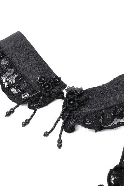 Black Multi-Layered Long Trumpet Sleeves Lace Lace-Up Women's Gothic Top