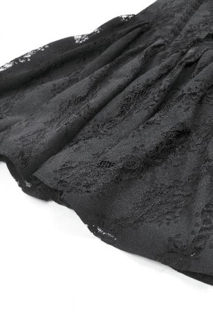 Black Off Shoulder Halterneck Sleeveless Lace Women's Gothic Short Dress