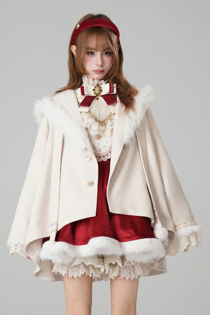 Beige [Clock of Reincarnation Cycles] Cat Ears Magic Hooded Sweet Lolita Coat Cloak