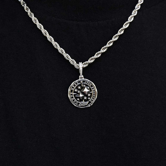 Black Compass Coin Pendant