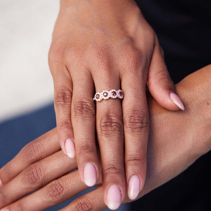 Brown Iced Circle Ring in Rose Gold Vermeil