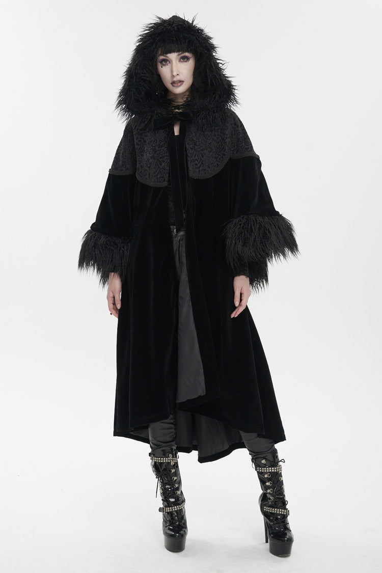 Black Jacquard Fabric Petal Stitching Three-Dimensional Webbing Cape Like Wide Wool Sleeves Women's Gothic Jacket