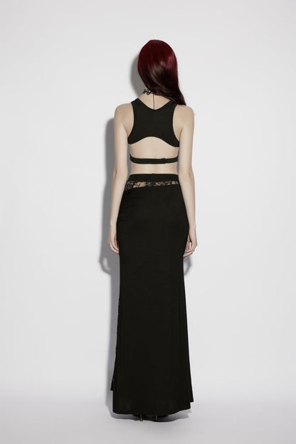 Black Cut-Out Slim Irregular Women's Gothic Handsome Vest