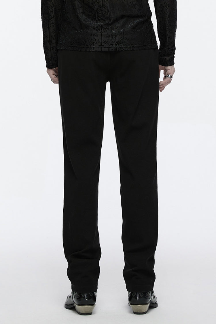 Black Buckle Floral Men's Gothic Waistband Pants