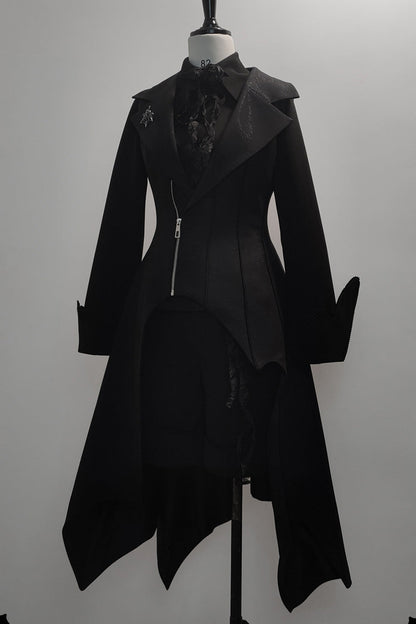 Black Irregular Ouji Fashion Gothic Vintage Handsome Cool Lolita Vest