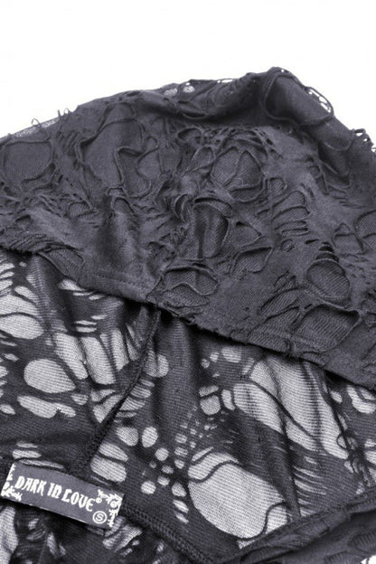 Black Long Sleeves Split Ripped Zippered Women's Punk Long Coat with Hood
