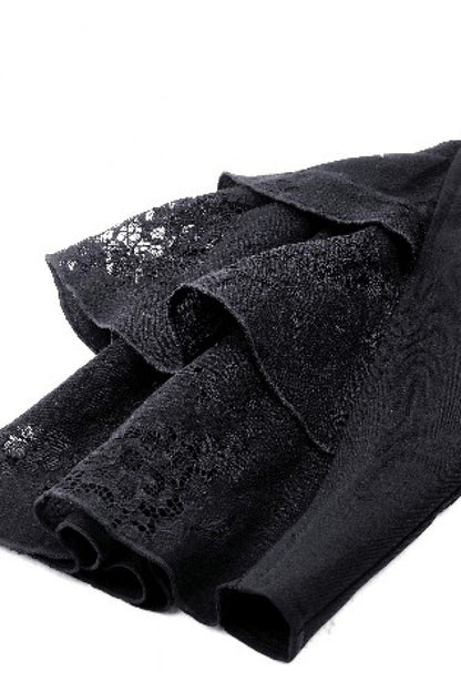 Black Lace Stand Collar Multi-Layered Ruffled Long Flared Sleeves Women's Gothic Blouse