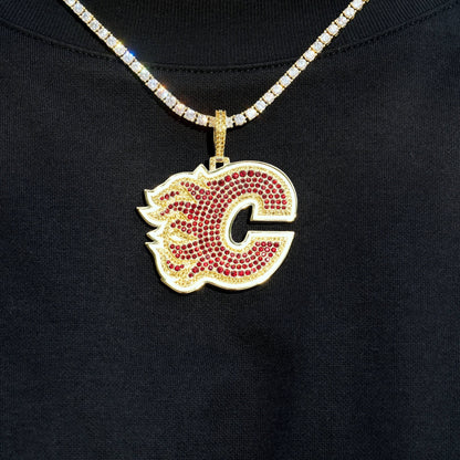 Calgary Flames Official NHL Logo Pendant in Yellow Gold