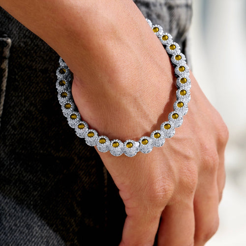 Canary Iced Multi Dimensional Bangle Bracelet in White Gold
