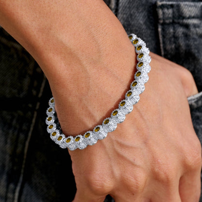 Canary Iced Multi Dimensional Bangle Bracelet in White Gold
