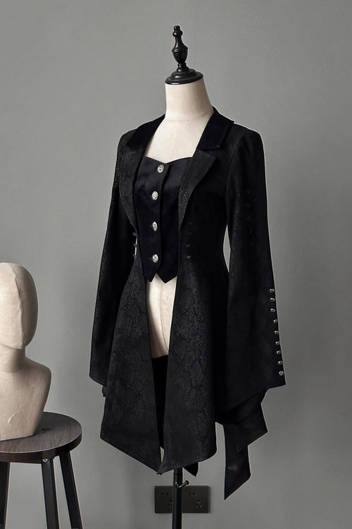 Black Long Sleeves Snake Print Ouji Fashion Gothic Lolita Coat