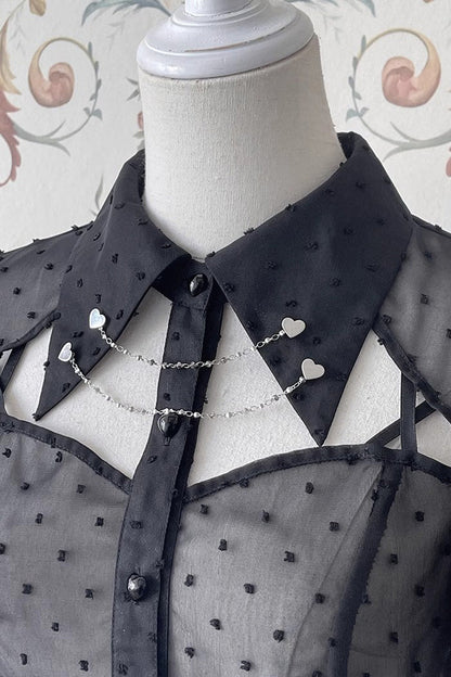 Black Chain Short Puff Sleeves Print Gothic Lolita Blouse