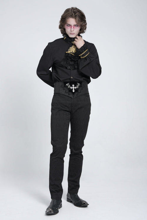 Black Embroidered Lace-Up Men's Gothic Accessory  Bat Embroidered Girdle