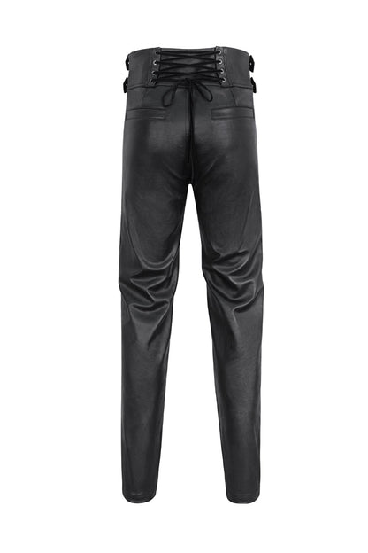 Black High Waisted Embroidery Men's Gothic Pants