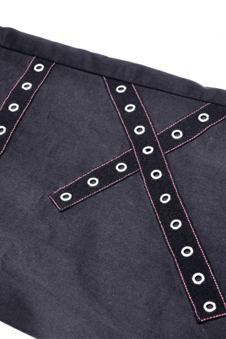 Black Dangerous Bear Chain-Decorated Women's Grunge Bell Bottom Pants
