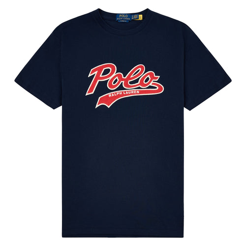 Chain Stitched Logo Tee | Navy