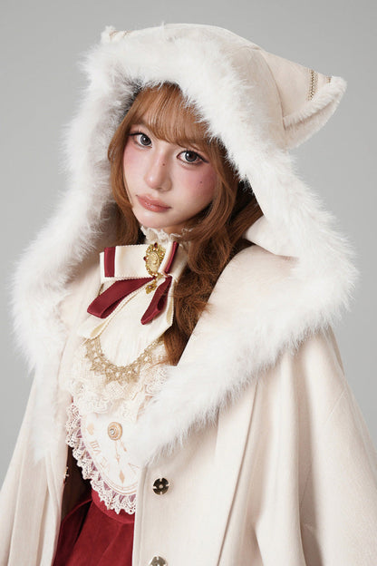 Beige [Clock of Reincarnation Cycles] Cat Ears Magic Hooded Sweet Lolita Coat Cloak