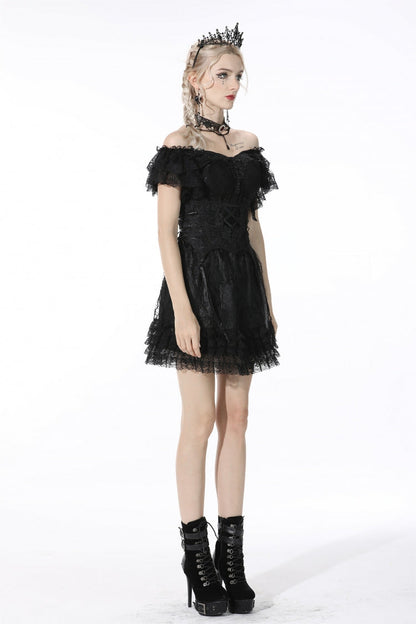 Black Floral Embroidered Lace-Up Strappy Women's Gothic Gorgeous Corset