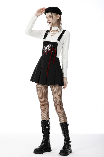 Black Devil Blood Women's Punk Suspender Pleated Skirt