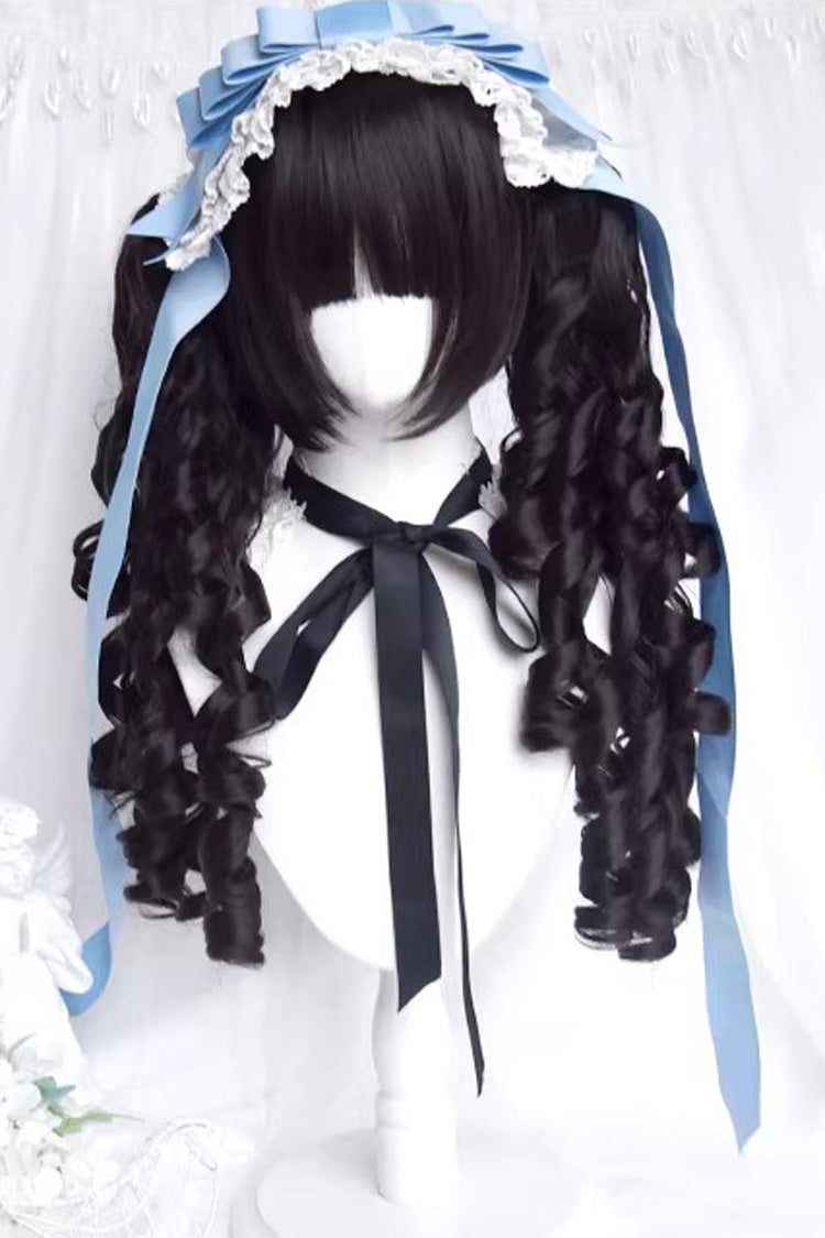 Black Multi-Layered Roman Curl Twin Tails Sweet Lolita Wig