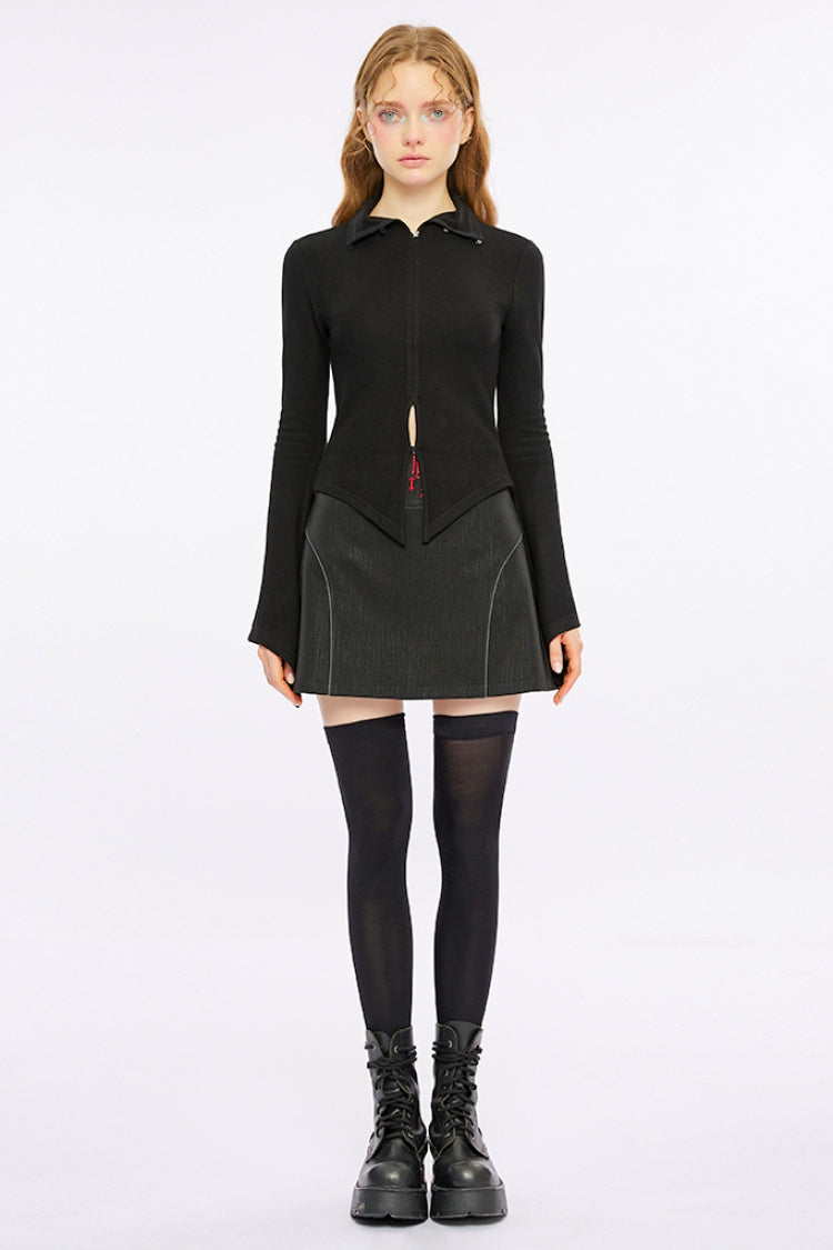 Black Long Sleeves Scream Hem Women's Gothic T-Shirt