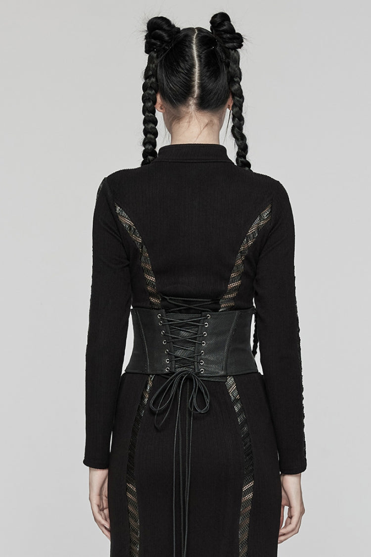 Black Lace-Up Buckle Women's Punk Underbust Corset