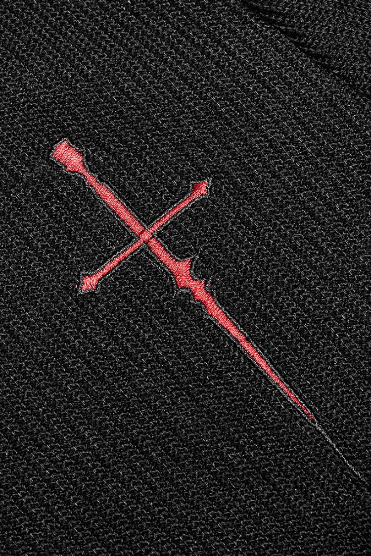 Black Cross Sword Embroidery Slim Metal Zipper Women's Punk Jacket