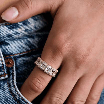 Baguette Halo Ring in Yellow Gold Vermeil